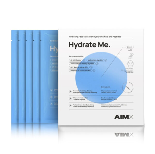 Greito poveikio giliai drėkinanti veido kaukė su peptidais AIMX „Hydrate Me“ 5 vnt. - Image 4