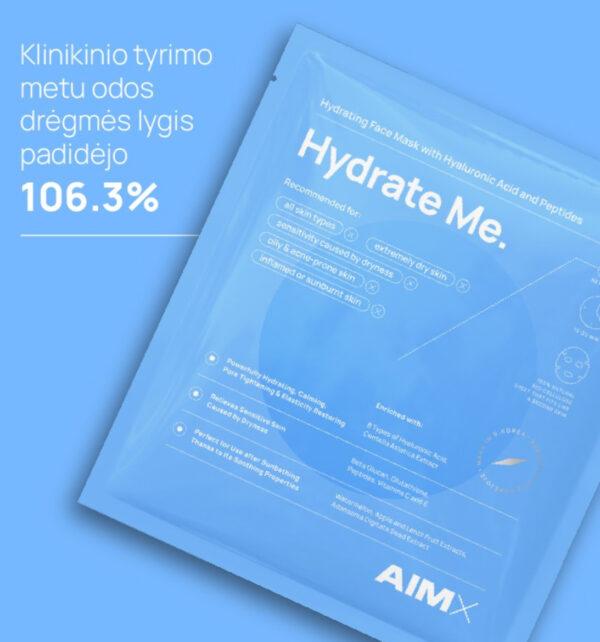 Greito poveikio giliai drėkinanti veido kaukė su peptidais AIMX „Hydrate Me“ 5 vnt. - Image 2