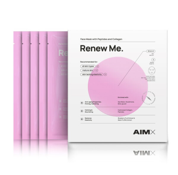 Greito poveikio „Anti-aging“ veido kaukė su peptidais ir kolagenu AIMX „Renew Me“ 5 vnt. - Image 3