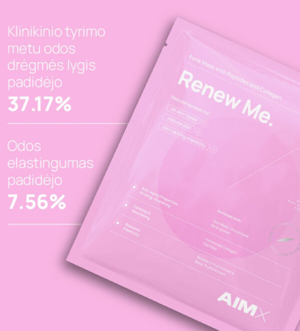 Greito poveikio lakštinė veido kaukė su peptidais ir kolagenu AIMX „Renew Me“ 1 vnt - Image 5