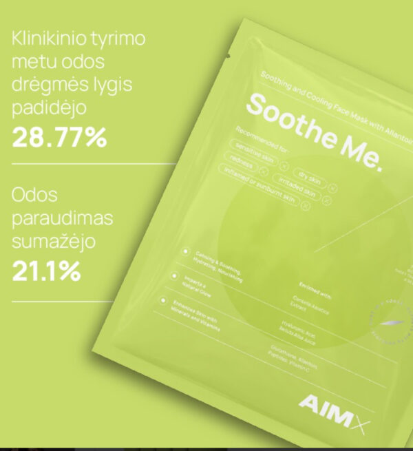Greito poveikio raminanti veido kaukė su peptidais AIMX „Soothe Me“  5 vnt. - Image 2
