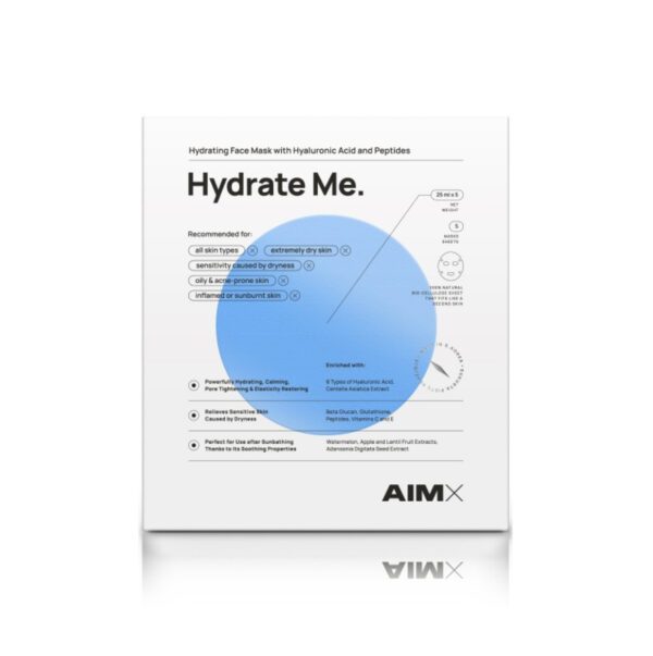 Greito poveikio giliai drėkinanti veido kaukė su peptidais AIMX „Hydrate Me“ 1 vnt - Image 3