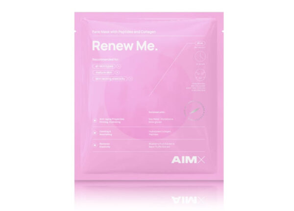 Greito poveikio lakštinė veido kaukė su peptidais ir kolagenu AIMX „Renew Me“ 1 vnt