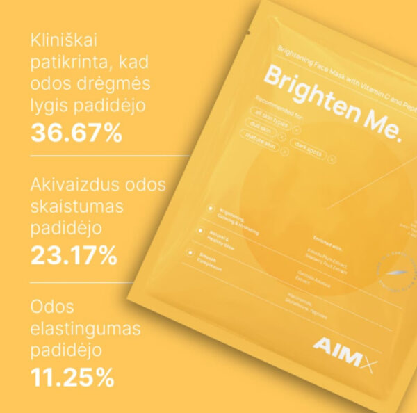 Greito poveikio skaistinanti lakštinė veido kaukė su vitaminu C AIMX „Brighten Me“ 1 vnt - Image 2