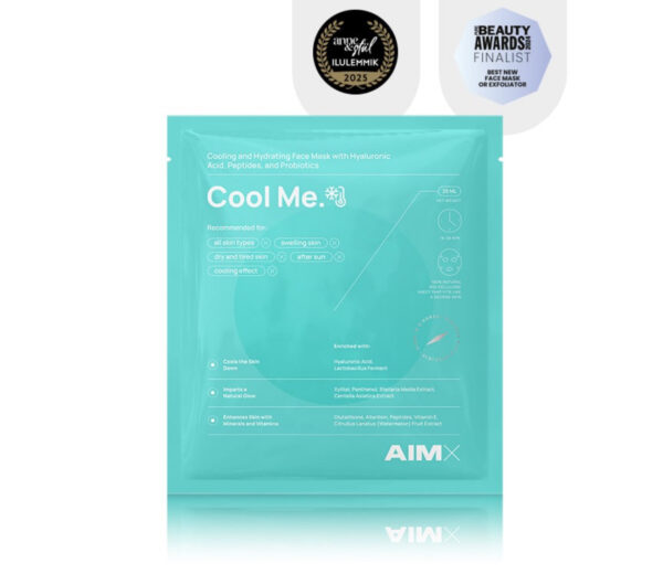 Greito poveikio intensyviai regeneruojanti ir drėkinanti lakštinė kaukė su vėsinančiu ir raminančiu poveikiu AIMX “Cool Me” 1 vnt