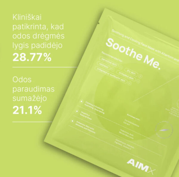 Greito poveikio raminanti veido kaukė su peptidais AIMX „Soothe Me“ 1 vnt - Image 3