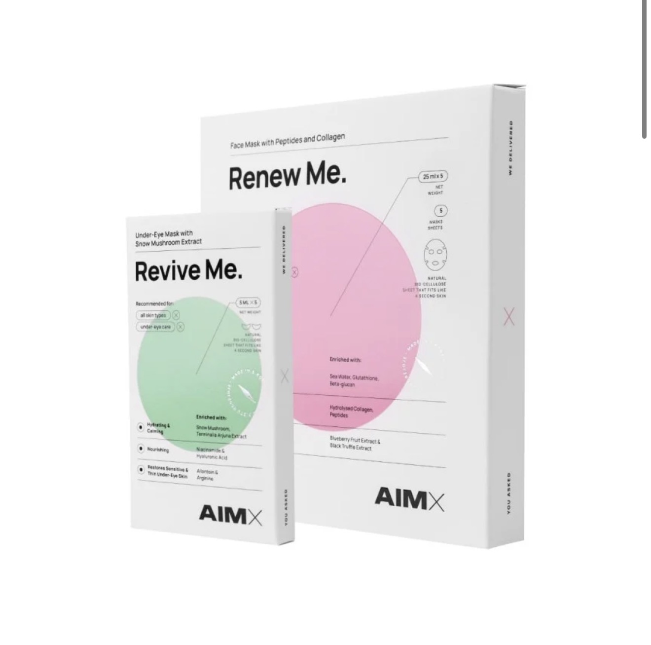 AIMX lakštinių kaukių rinkinys veidui ir paakiams "Renew Me"